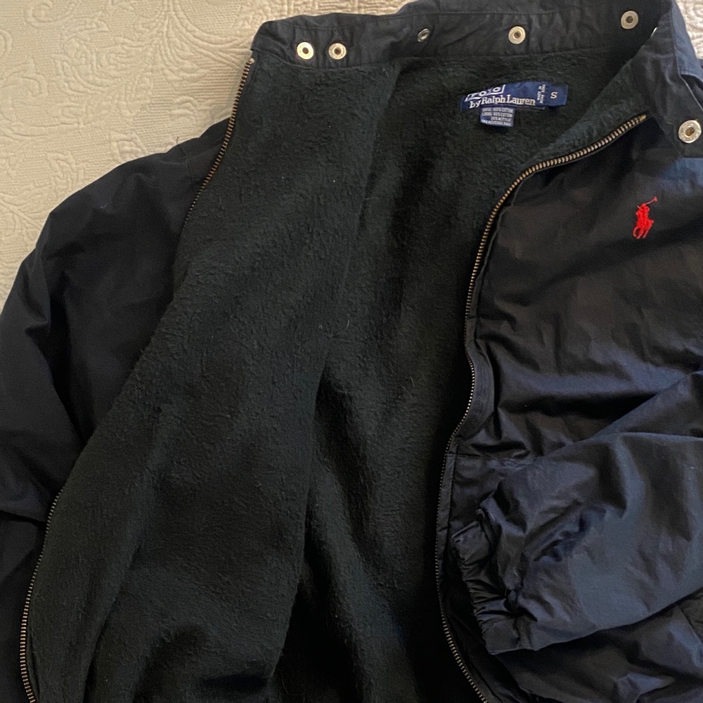 Polo by Ralph Lauren Black Bomber Jacket with Red Polo Logo - Picture 3 of 3